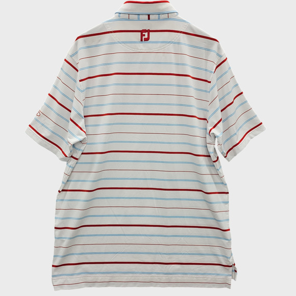 FootJoy Shirt Mens Large Golf Polo Stripes Plantation Course Edisto White Red - Picture 2 of 15